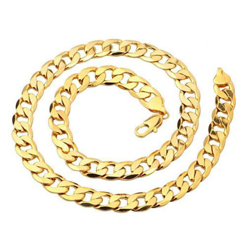 Unisex 24K Yellow Gold Filled Mens necklace  Curb Link Chain 60CM (24 inches) 10MM Image 1