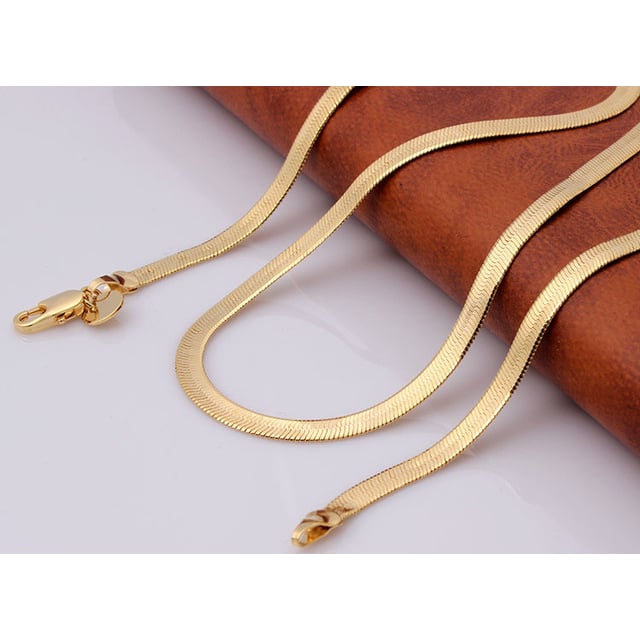 18k Gold filled Herringbone Flat Chain 20" Image 1