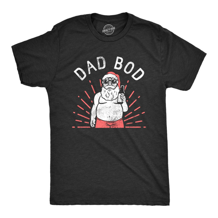 Mens Dad Bod Santa T Shirt Funny Sarcastic Christmas Drinking Santa Claus Tee For Guys Image 1