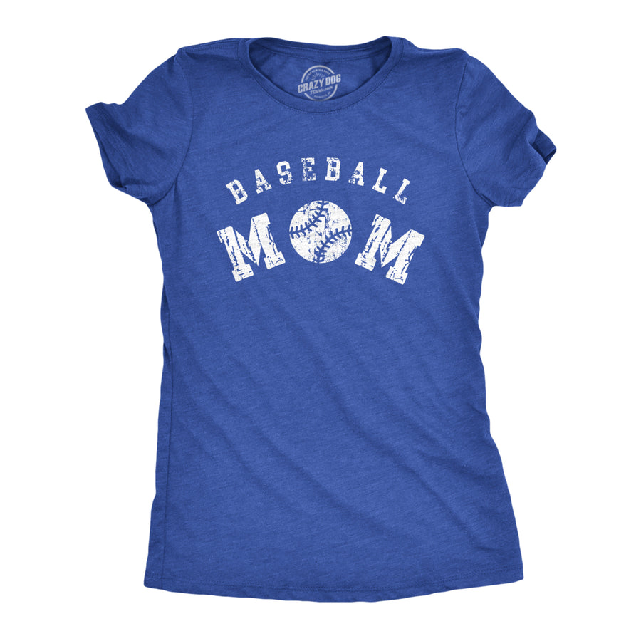 Womens Baseball Mom T Shirt Funny Cute Base Ball Tee For Ladies Image 1