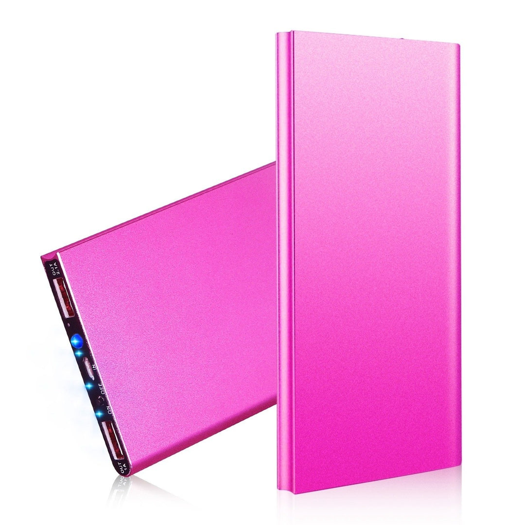 20000mAh Ultra Thin Power Bank Dual USB Charger Black Rose Gold Hot Pink Image 1