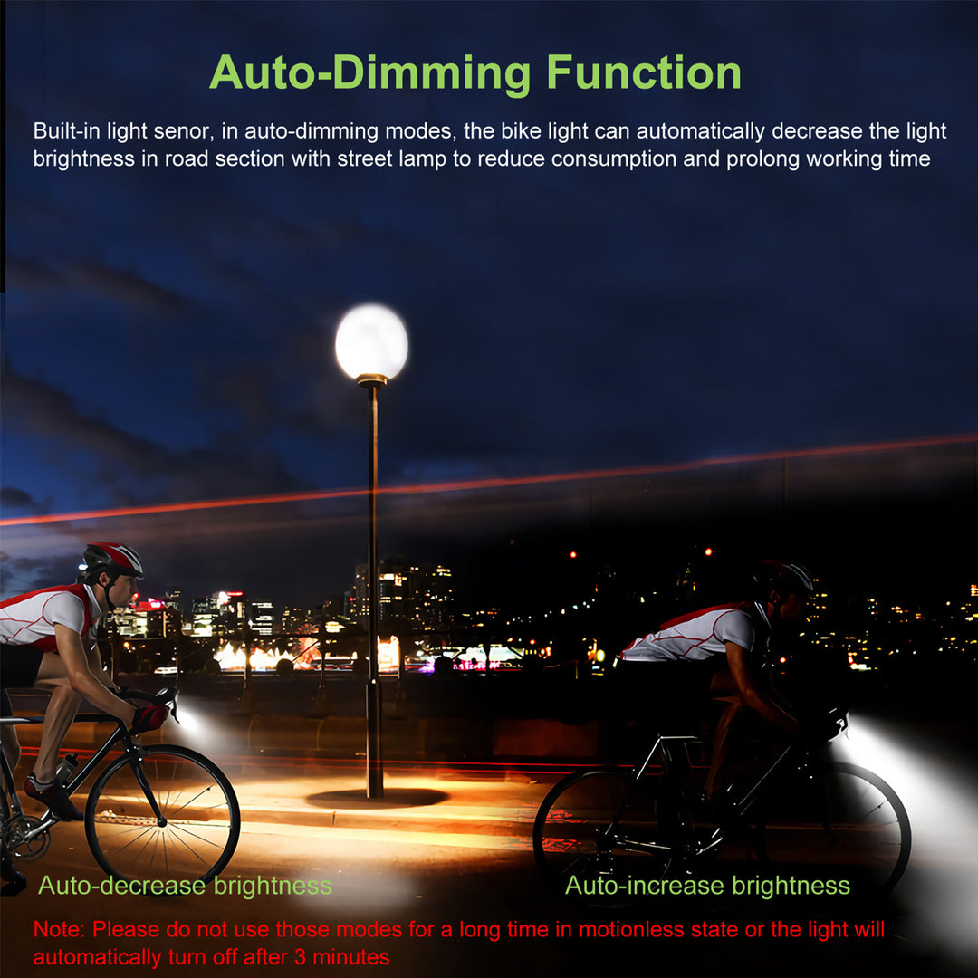 20000LM Bike Front Lights Set Bicycle Headlights 120dB Loud Horn IPX5 Water Resistant 4000mAh USB Rechargeable Image 4