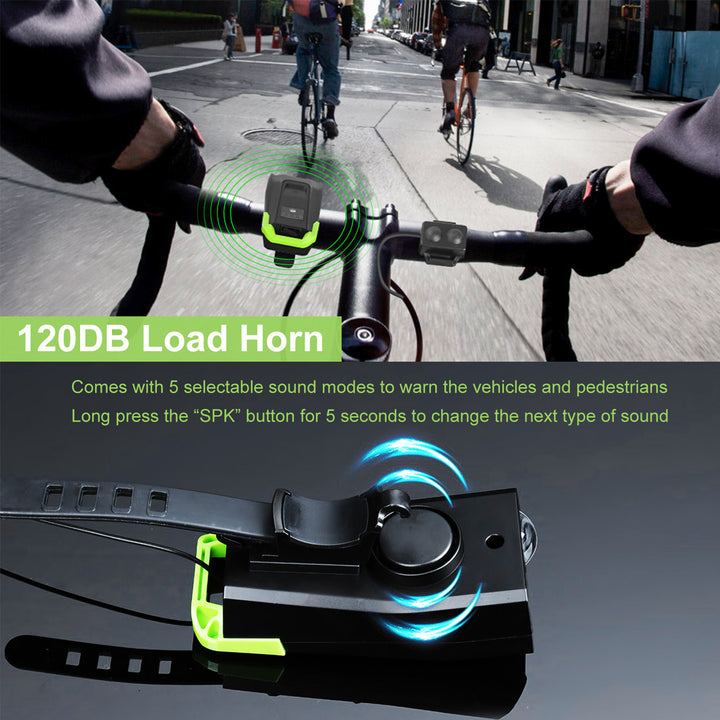 20000LM Bike Front Lights Set Bicycle Headlights 120dB Loud Horn IPX5 Water Resistant 4000mAh USB Rechargeable Image 4