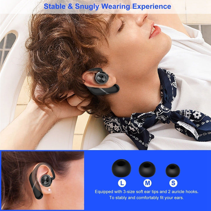 True Wireless Earbuds V5.0 Waterproof Stereo Earphones Deep Bass 11H Playtime Black Image 4