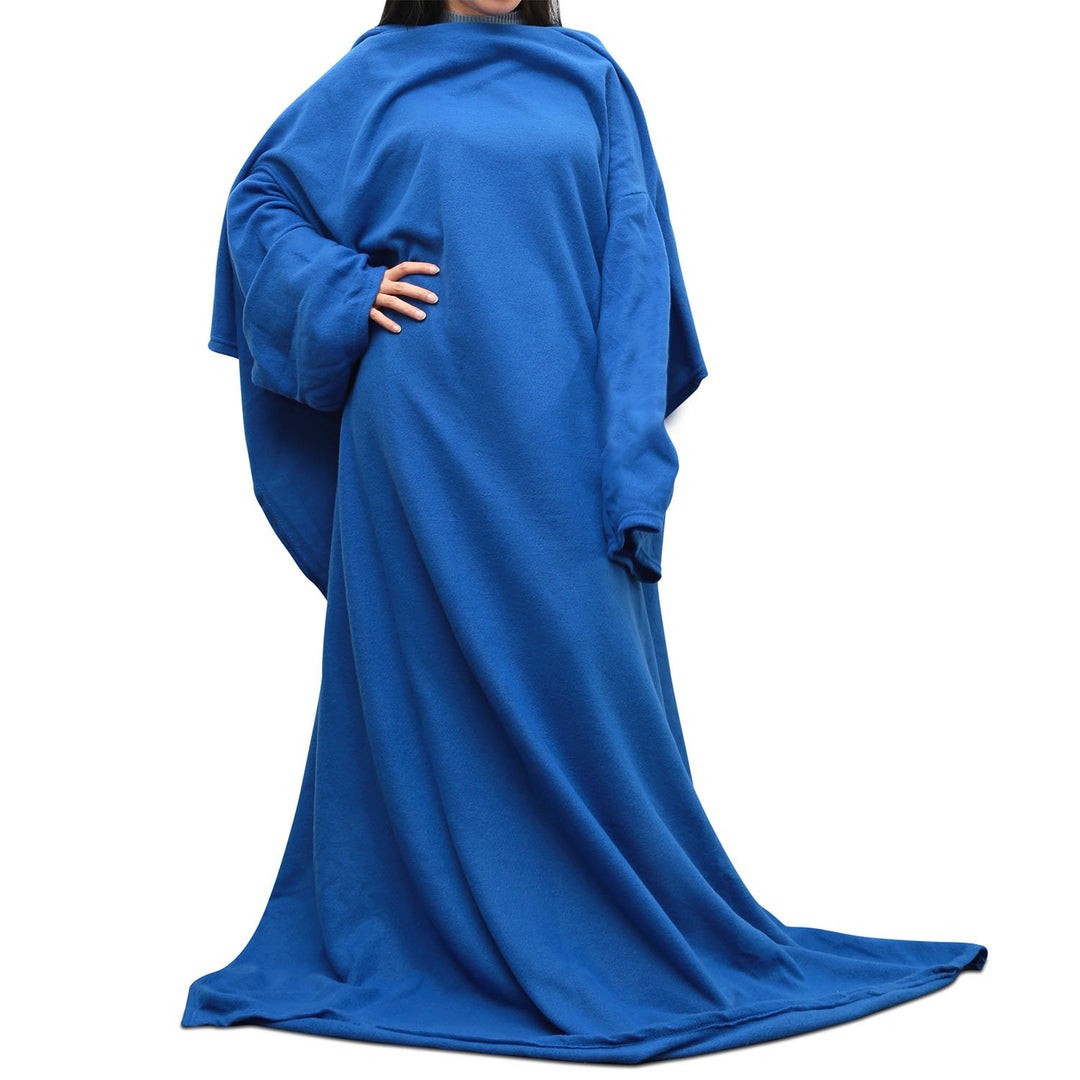 Wearable Fleece Blanket with Sleeves Cozy Warm Microplush Sofa Blanket Image 1