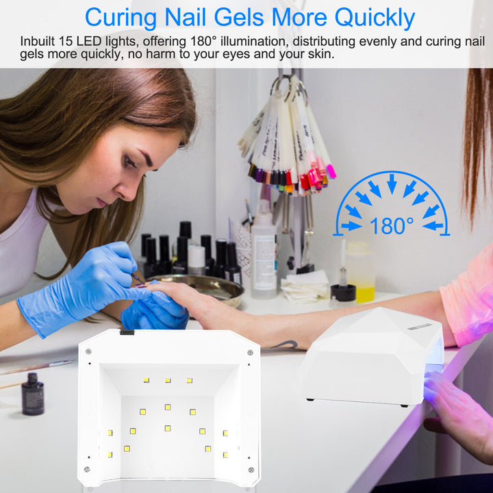 36W UV LED Lamp Nail Polish Dryer 15 LEDs Fingernail Toenail Gel Curing Machine Nail Art Painting Salon Tools Set US Image 4