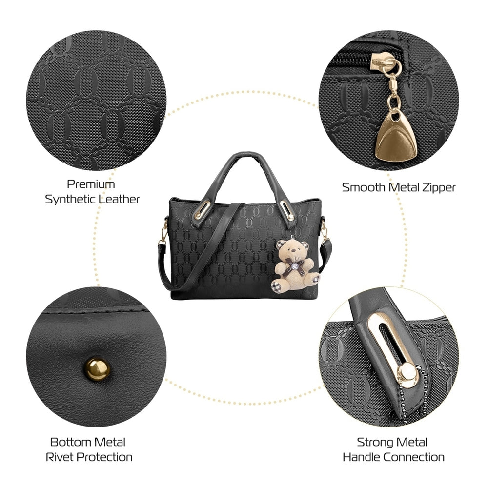 4Pcs Women Leather Handbag Lady Shoulder Bags Tote Satchel Purse Card Holder Image 2