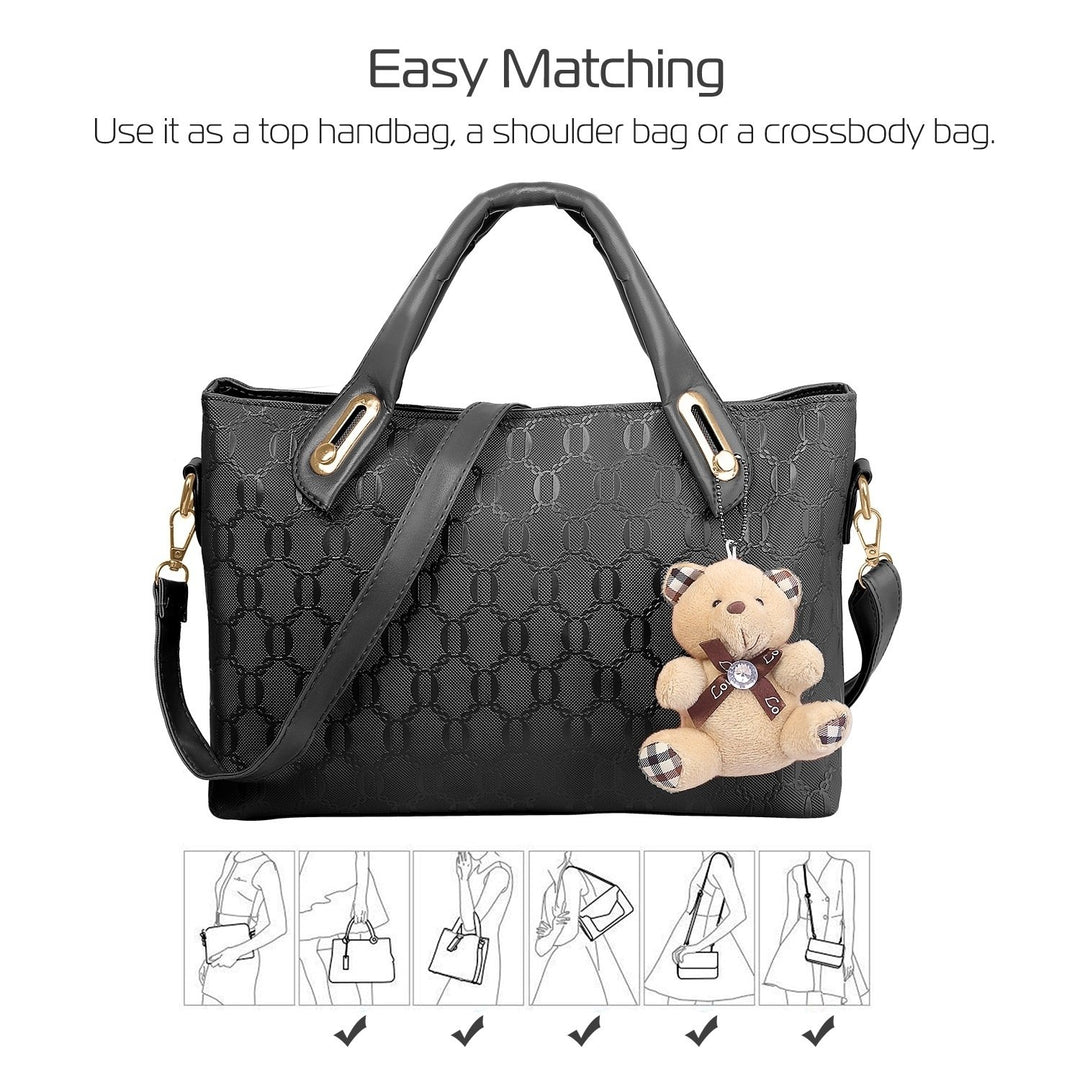 4Pcs Women Leather Handbag Lady Shoulder Bags Tote Satchel Purse Card Holder Image 3