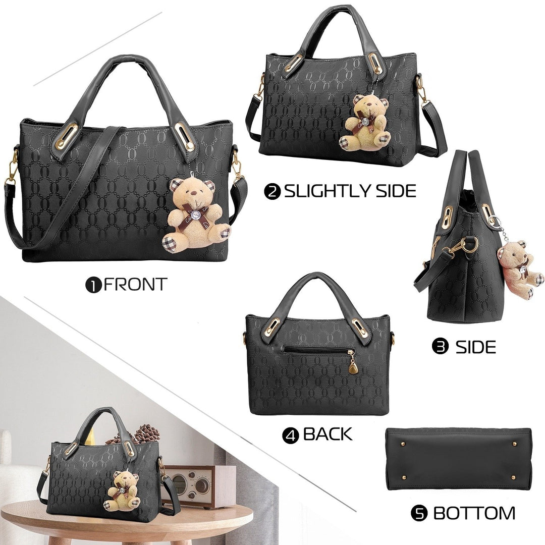 4Pcs Women Leather Handbag Lady Shoulder Bags Tote Satchel Purse Card Holder Image 6