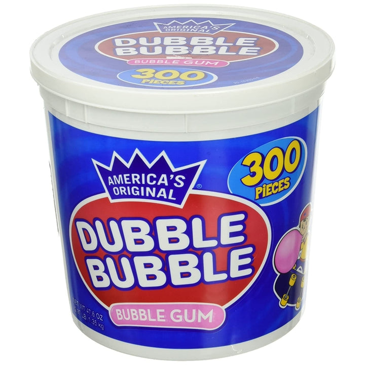 America's Original Dubble Bubble Bubble Gum 47.6 Ounce Value Tub 300 Individually Wrapped Pieces Image 1