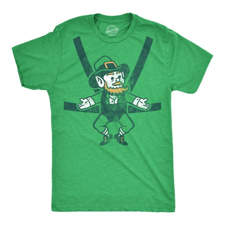 Mens Leprechaun Baby Harness T Shirt Funny Sarcastic Saint Patricks Day Child Carrier Novelty Tee For Guys Image 1