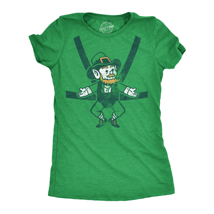 Womens Leprechaun Baby Harness T Shirt Funny Sarcastic Saint Patricks Day Child Carrier Novelty Tee For Ladies Image 1