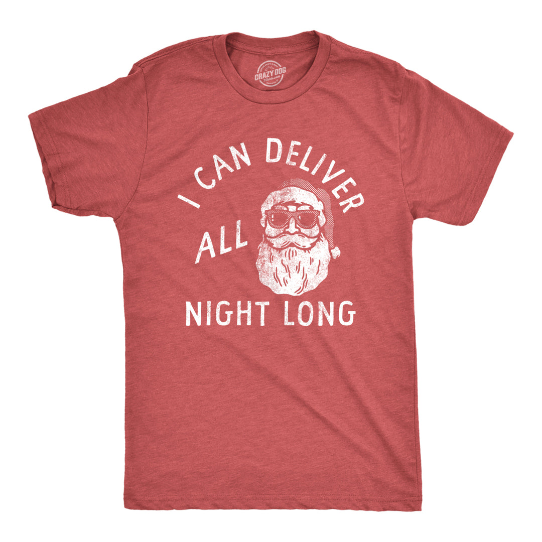 Mens I Can Deliver All Night Long T Shirt Funny Christmas Party Santa Sex Joke Novelty Tee For Guys Image 1