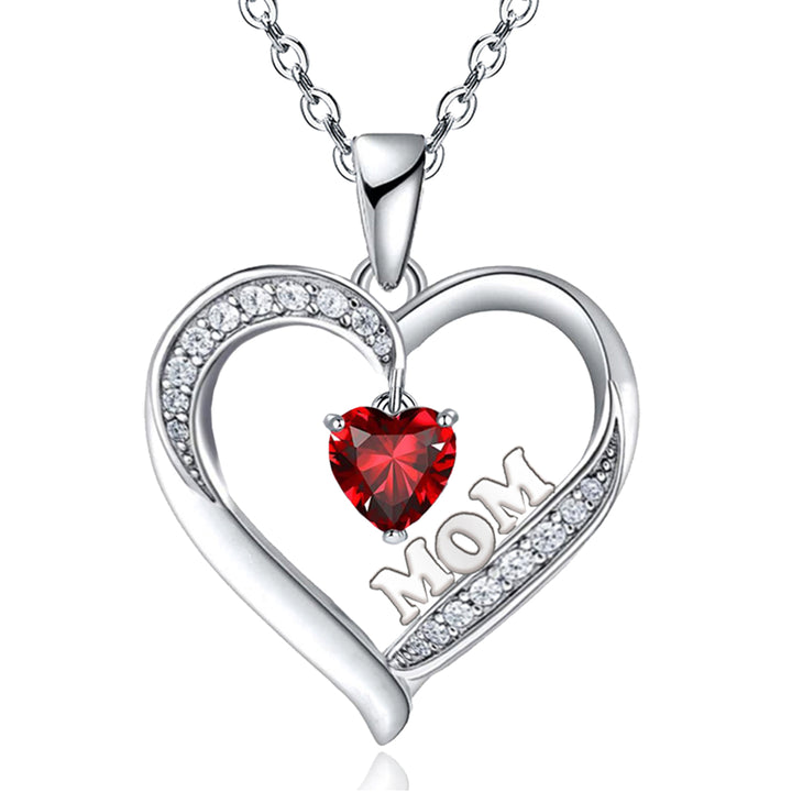 Necklace for Mom 18k Platinum Filled Silver Heart Shape CZ Diamond Pendant necklace Image 1