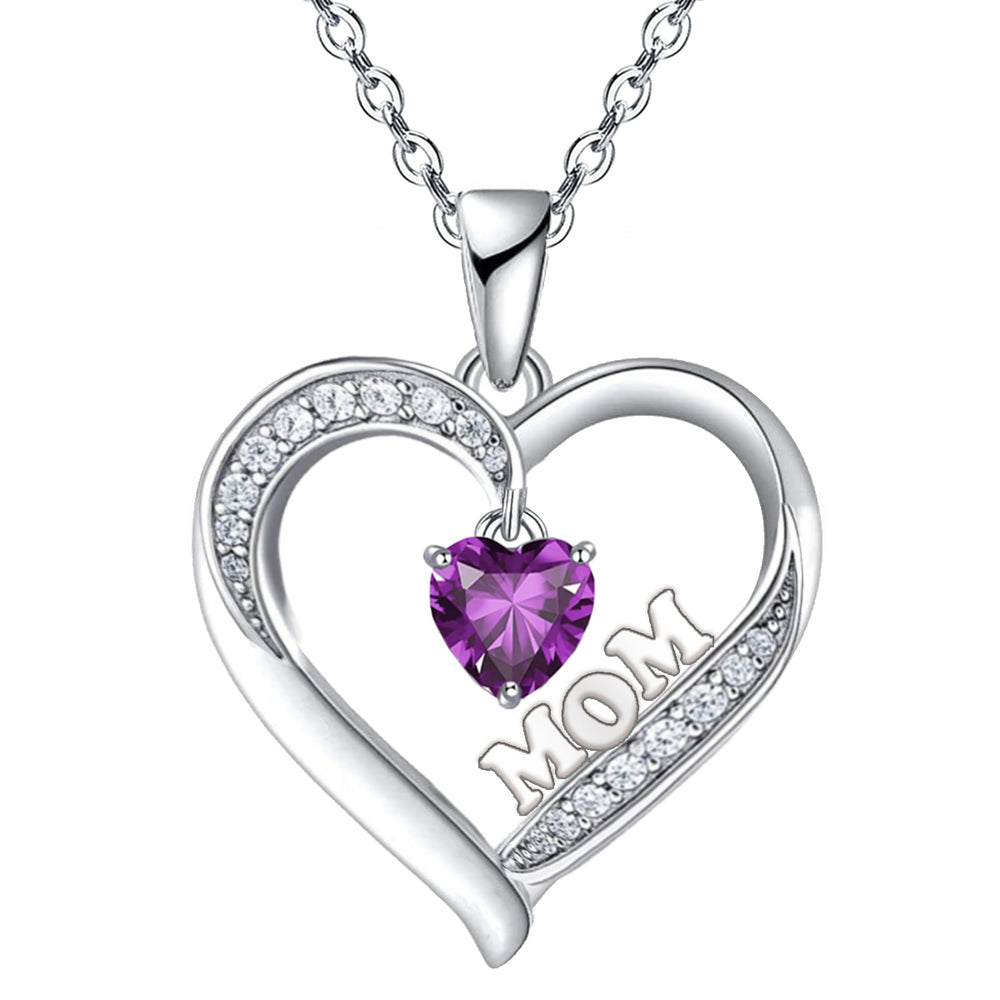 Necklace for Mom 18k Platinum Filled Silver Heart Shape CZ Diamond Pendant necklace Image 2