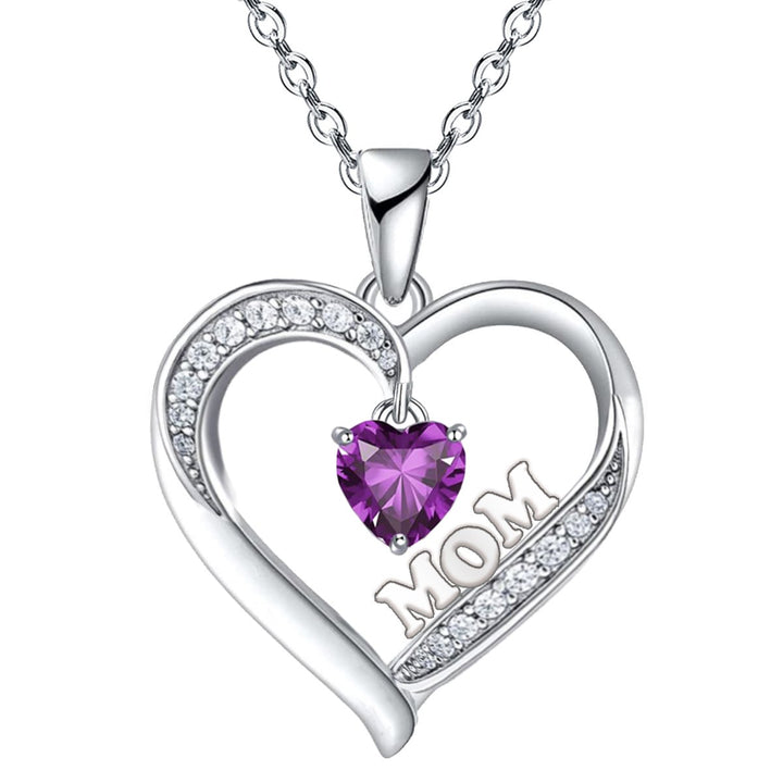 Necklace for Mom 18k Platinum Filled Silver Heart Shape CZ Diamond Pendant necklace Image 1