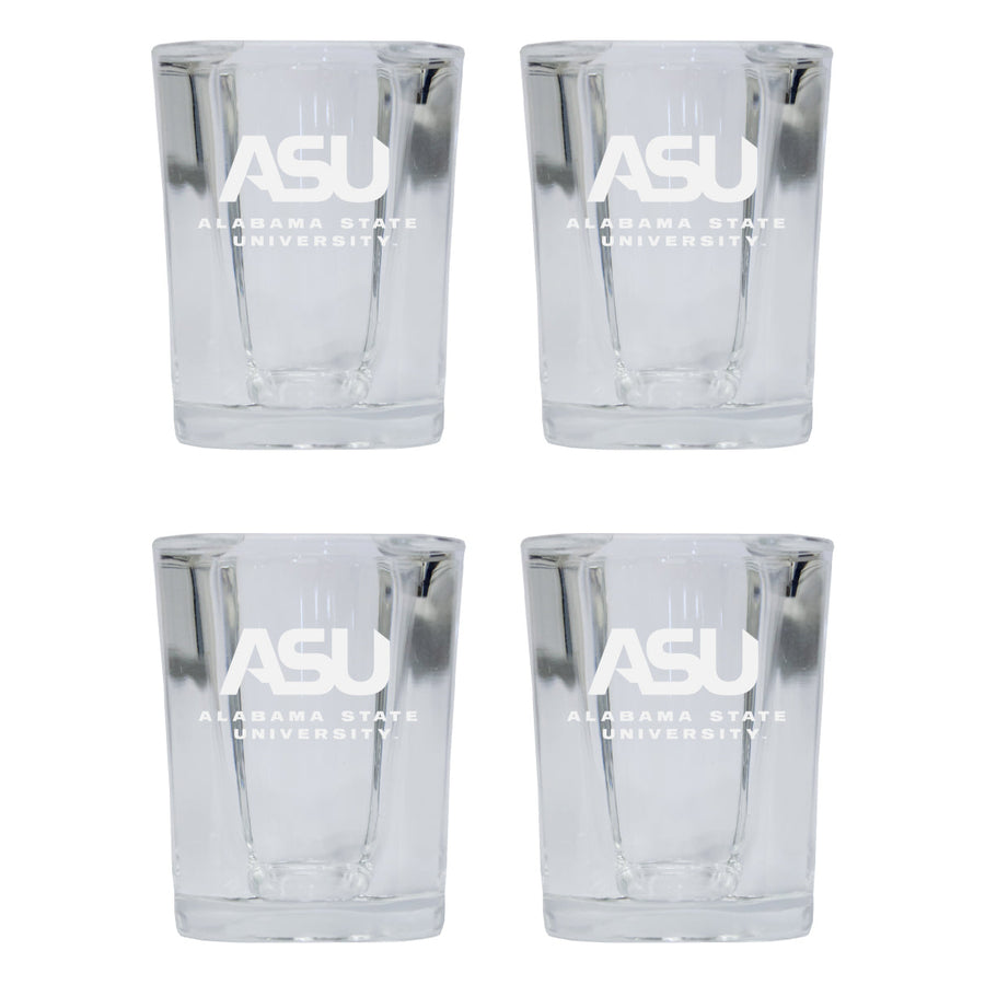 Alabama State University NCAA Collectors Edition 2oz Square Shot Glass - Laser Etched Logo 4-Pack Image 1