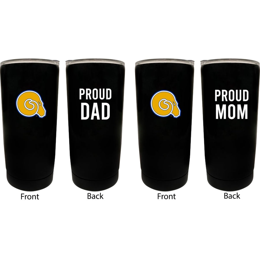 Albany State University NCAA Insulated Tumbler - 16oz Stainless Steel Travel Mug Proud Mom and Dad Design Black Image 1