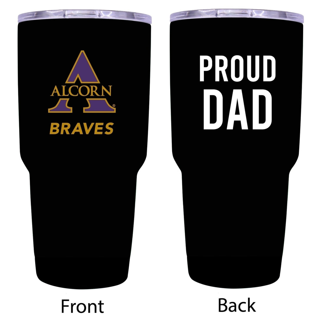 Alcorn State Braves Proud Dad 24 oz Insulated Stainless Steel Tumbler Black Image 1