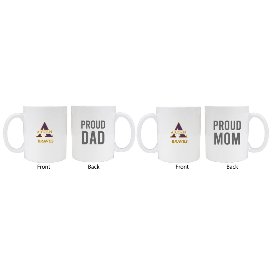 Alcorn State Braves Proud Mom And Dad White Ceramic Coffee Mug 2 pack (White) Image 1