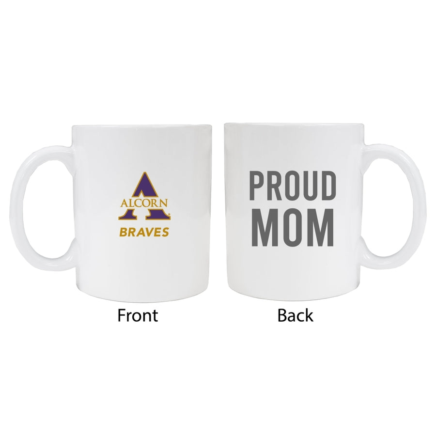 Alcorn State Braves Proud Mom White Ceramic Coffee Mug - White (2 Pack) Image 1