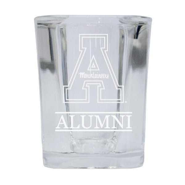 NCAA Appalachian State Alumni 2oz Laser Etched Square Shot Glass Image 1