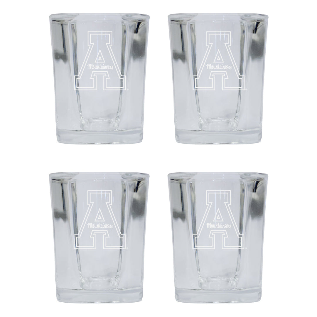 Appalachian State NCAA Collectors Edition 2oz Square Shot Glass - Laser Etched Logo 4-Pack Image 1