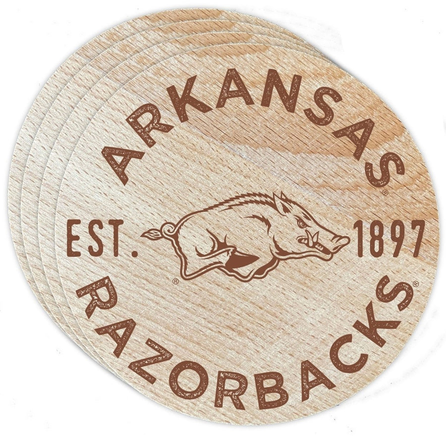 Arkansas Razorbacks Officially Licensed Wood Coasters (4-Pack) - Laser EngravedNever Fade Design Image 1