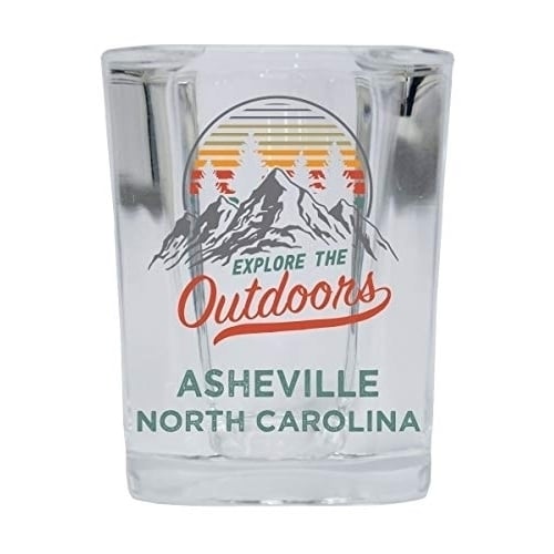 Asheville North Carolina Explore the Outdoors Souvenir 2 Ounce Square Base Liquor Shot Glass Image 1