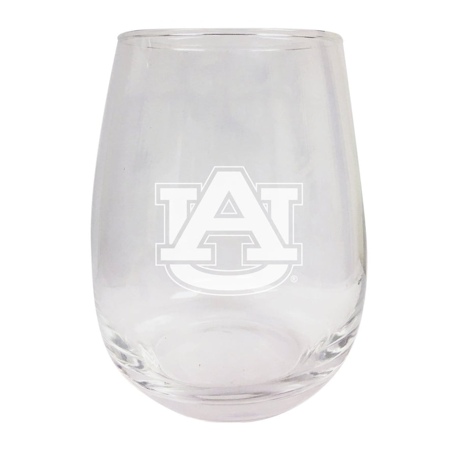 Auburn Tigers NCAA 15 oz Laser-Engraved Stemless Wine Glass - Perfect for Alumni and Fans 2-Pack Image 1