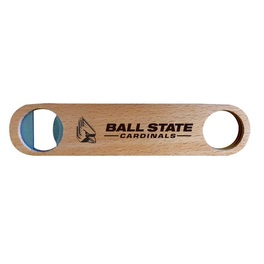 Ball State University NCAA Elegant Laser-Etched Wooden Bottle Opener - Collegiate Bar Accessory Image 1