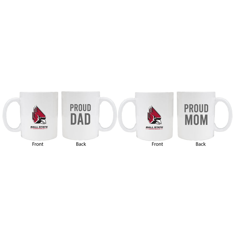 Ball State University Proud Mom And Dad White Ceramic Coffee Mug 2 pack (White) Image 1