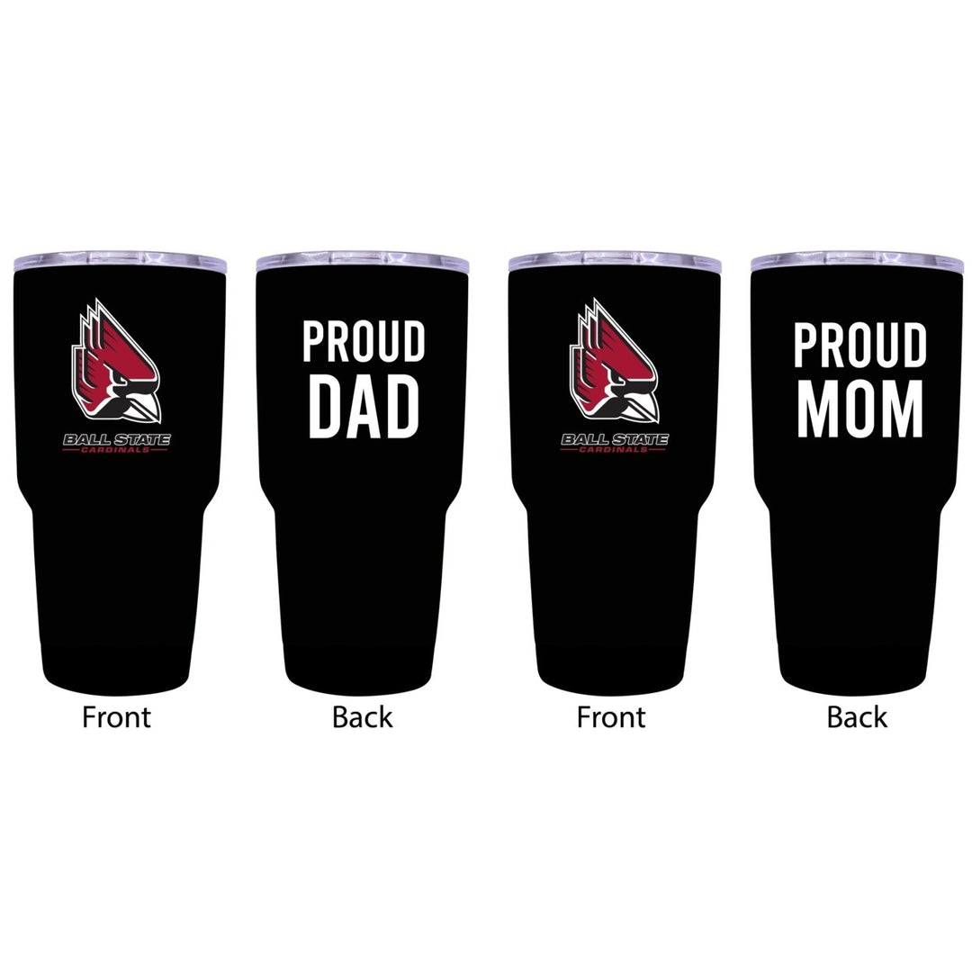 Ball State University Proud Parent 24 oz Insulated Tumblers Set - Black Mom and Dad Edition Image 1