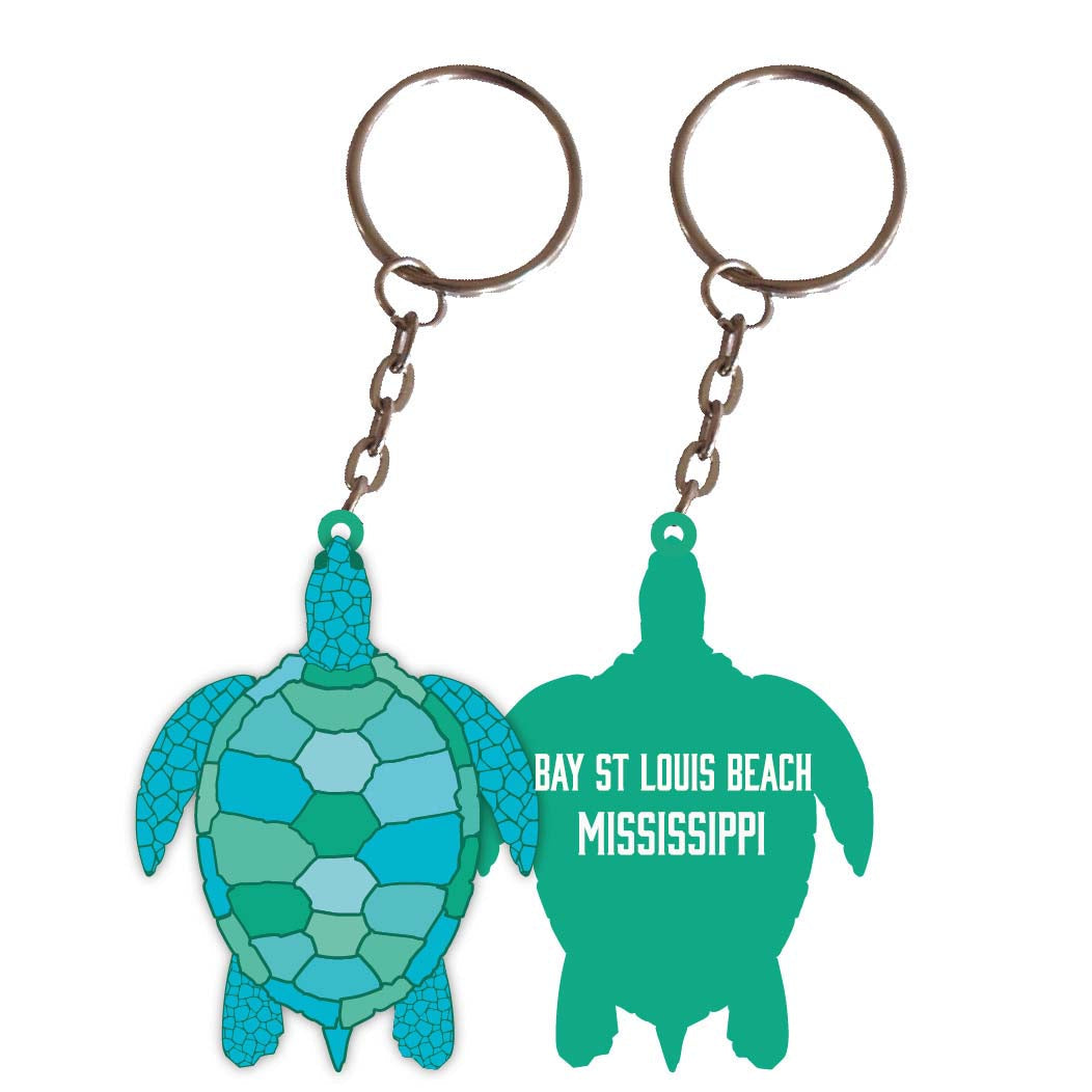 Bay St Louis Beach Mississippi Turtle Metal Keychain Image 1