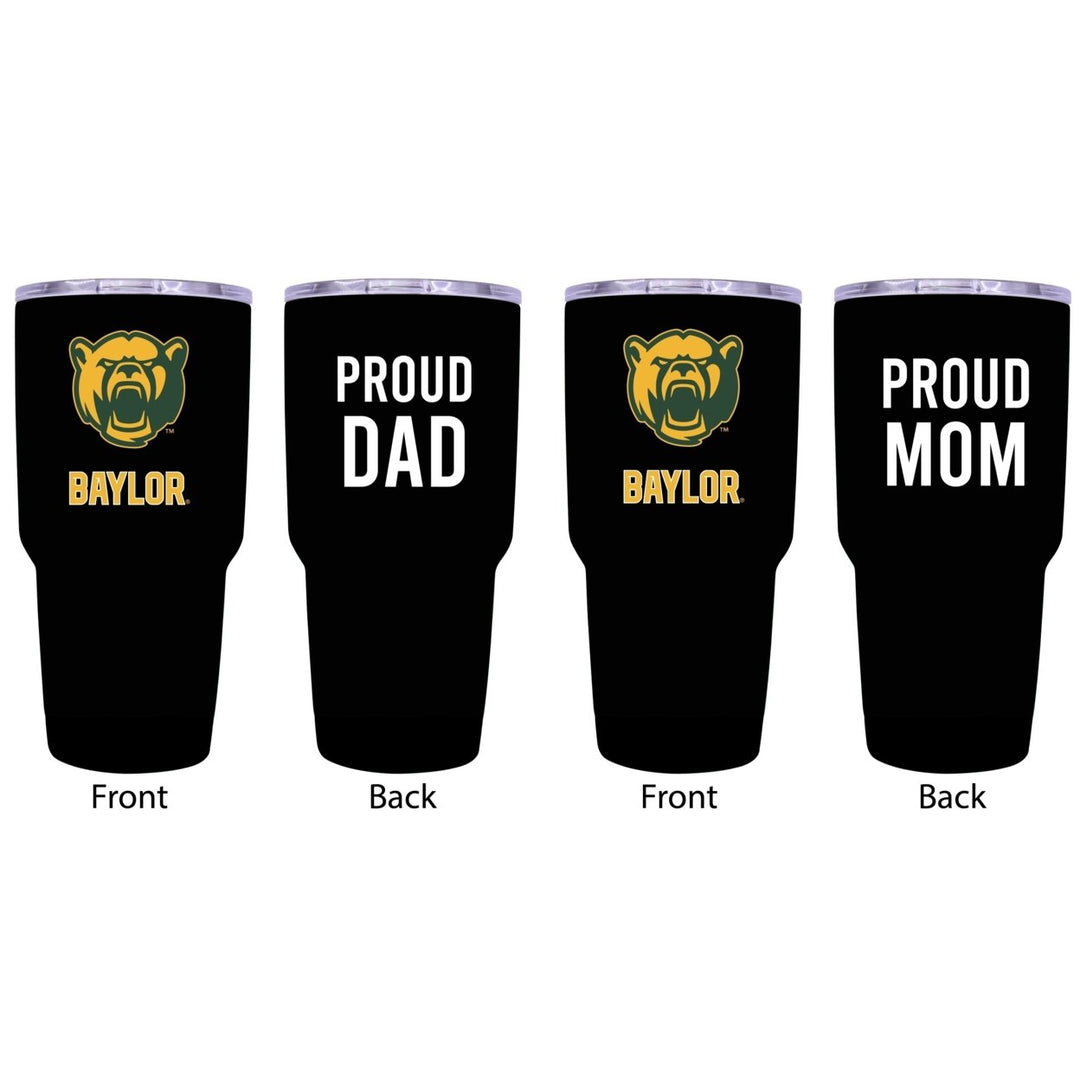 Baylor Bears Proud Parent 24 oz Insulated Tumblers Set - Black Mom and Dad Edition Image 1