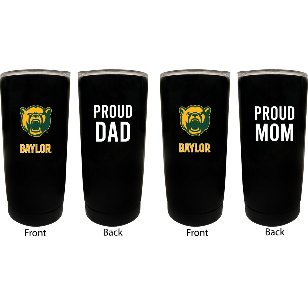 Baylor Bears NCAA Insulated Tumbler - 16oz Stainless Steel Travel Mug Proud Mom and Dad Design Black Image 1