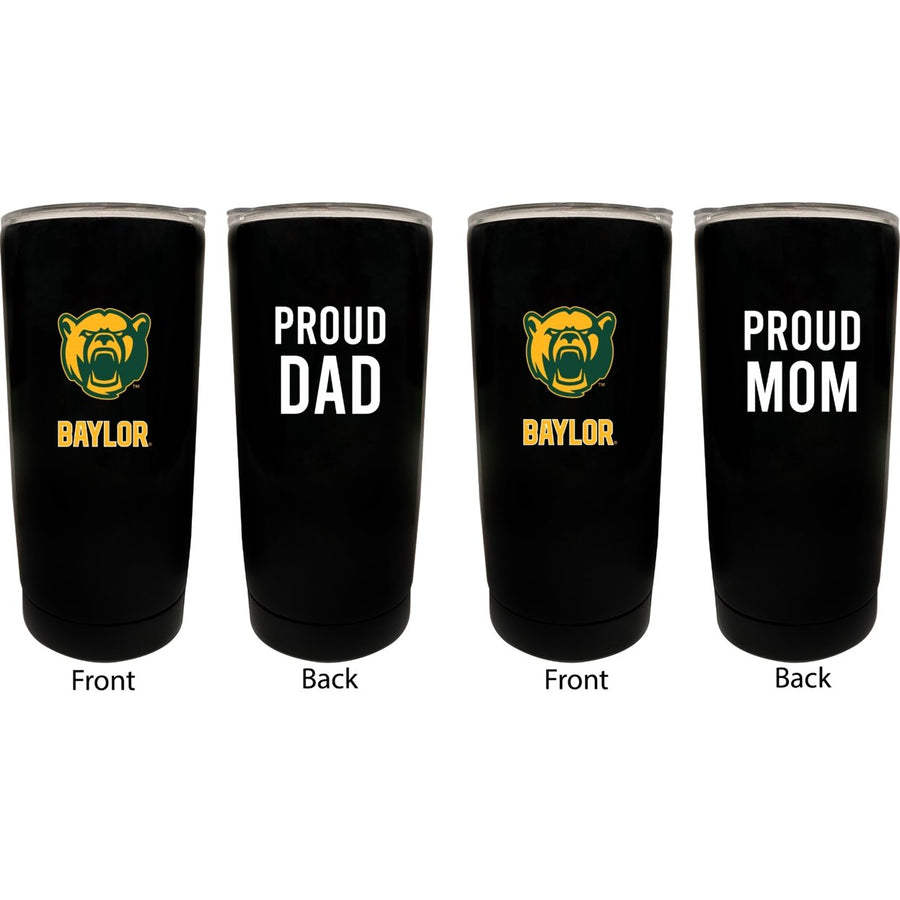 Baylor Bears NCAA Insulated Tumbler - 16oz Stainless Steel Travel Mug Proud Mom and Dad Design Black Image 1