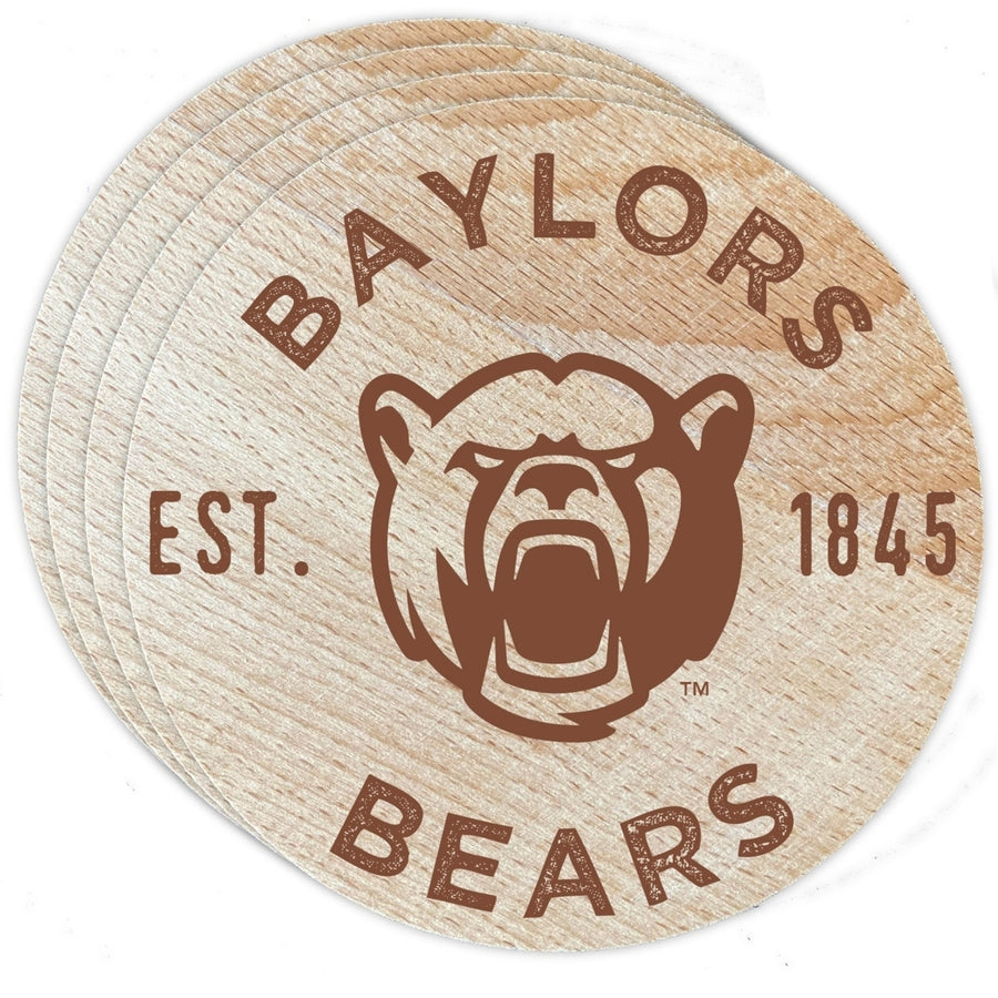 Baylor Bears Officially Licensed Wood Coasters (4-Pack) - Laser Engraved Never Fade Design Image 1