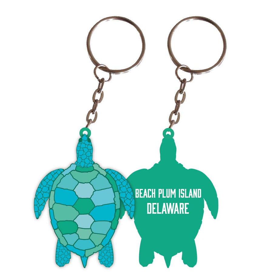 Beach Plum Island Delaware Turtle Metal Keychain Image 1