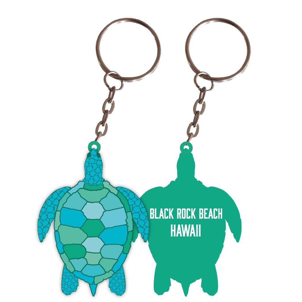 Black Rock Beach Hawaii Turtle Metal Keychain Image 1