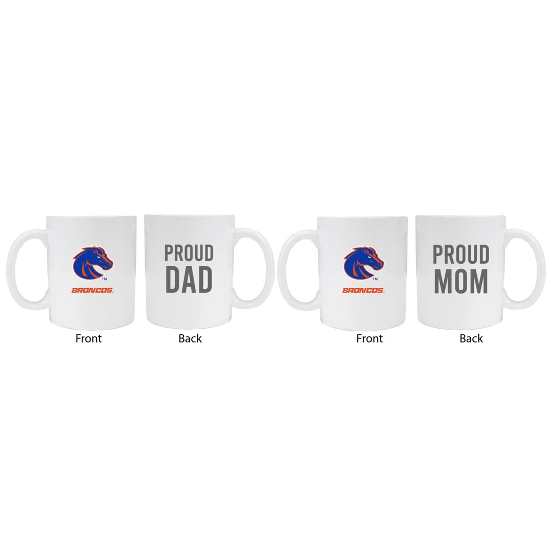 Boise State Broncos Proud Mom And Dad White Ceramic Coffee Mug 2 pack (White). Image 1