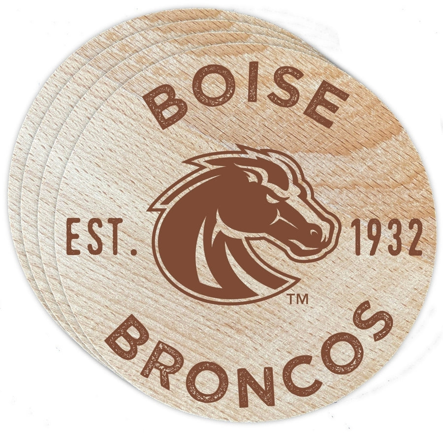 Boise State Broncos Officially Licensed Wood Coasters (4-Pack) - Laser Engraved Never Fade Design Image 1