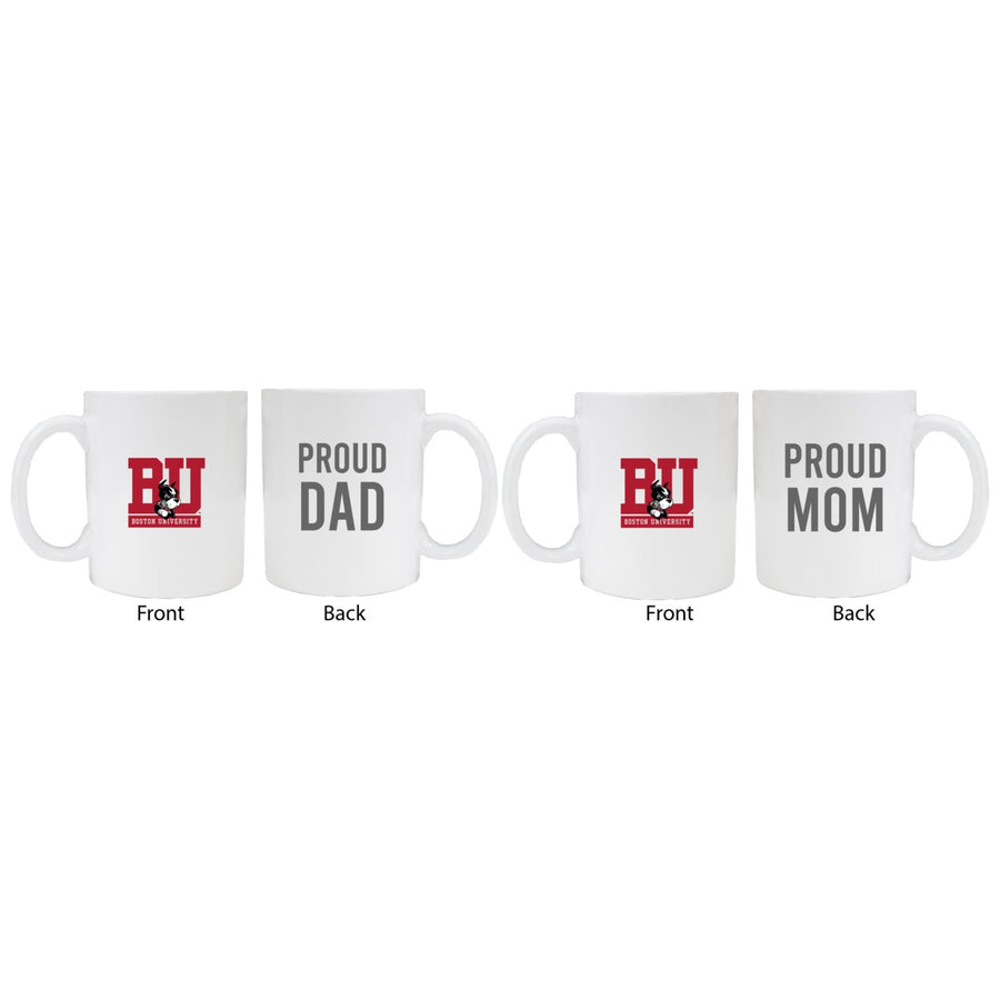Boston Terriers Proud Mom And Dad White Ceramic Coffee Mug 2 pack (White). Image 1