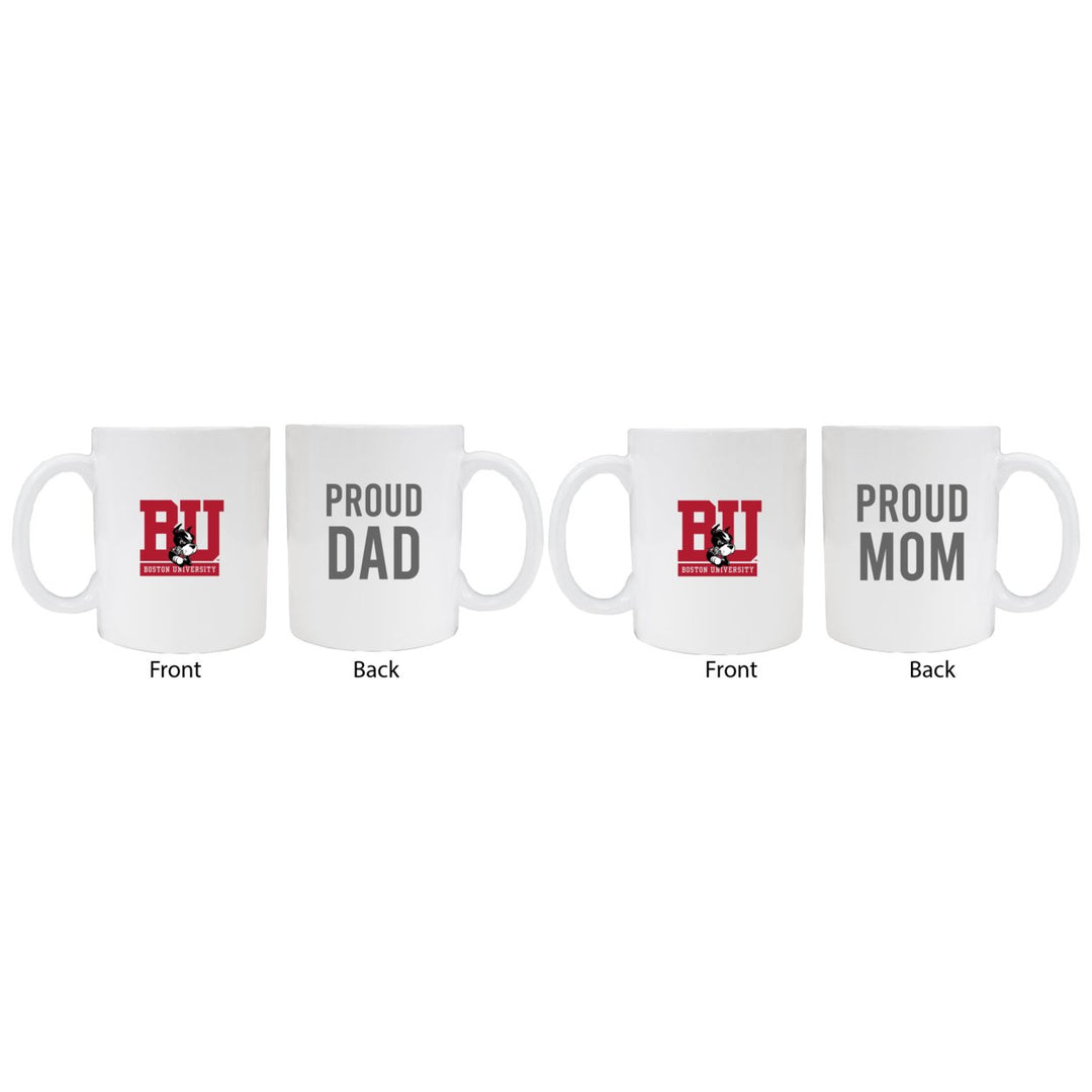 Boston Terriers Proud Mom And Dad White Ceramic Coffee Mug 2 pack (White) Image 1