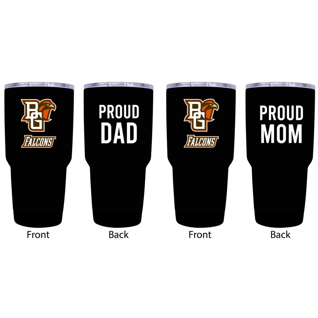 Bowling Green Falcons Proud Parent 24 oz Insulated Tumblers Set - Black Mom and Dad Edition Image 1