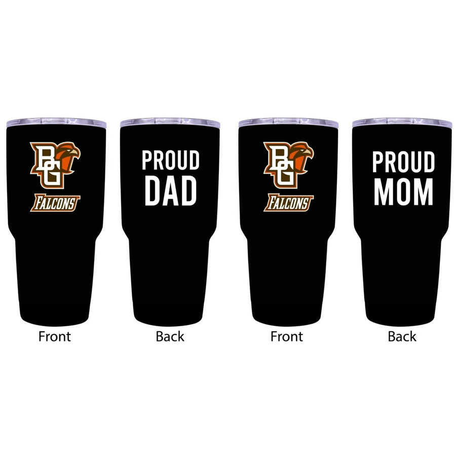 Bowling Green Falcons Proud Parent 24 oz Insulated Tumblers Set - Black Mom and Dad Edition Image 1