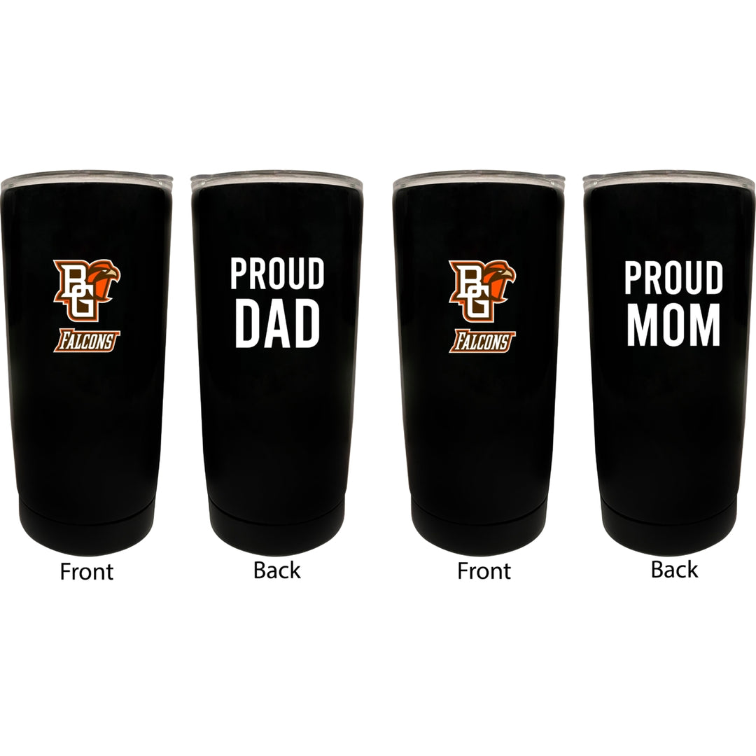 Bowling Green Falcons NCAA Insulated Tumbler - 16oz Stainless Steel Travel Mug Proud Mom and Dad Design Black Image 1