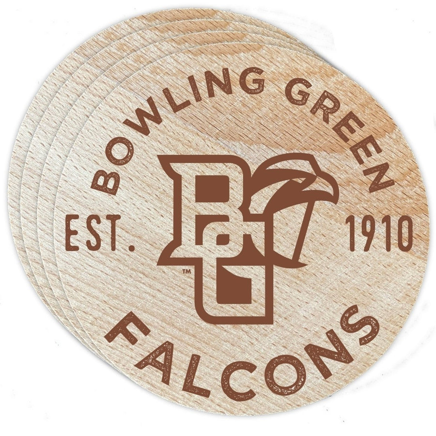 Bowling Green Falcons Wood Coaster Engraved 4 Pack Image 1