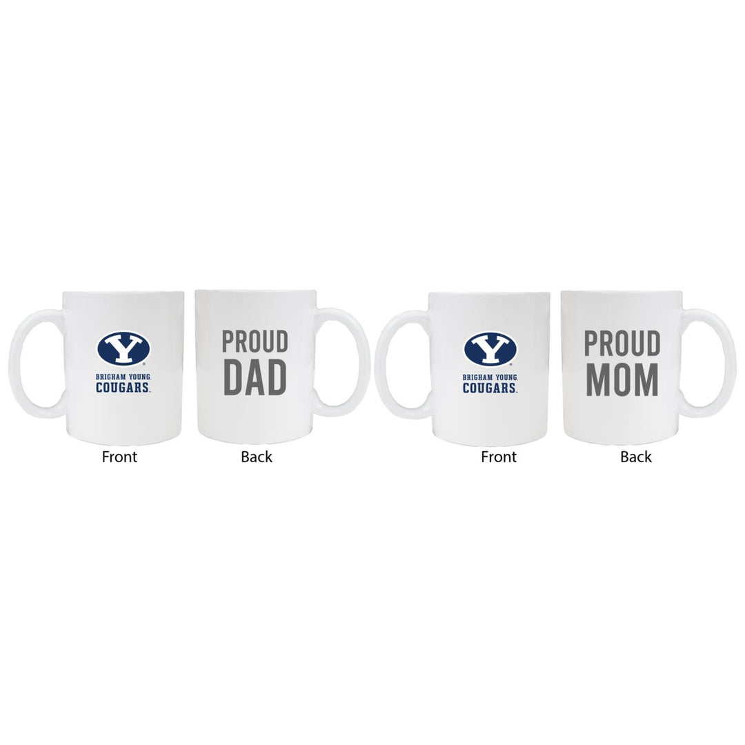 Brigham Young Cougars Proud Mom And Dad White Ceramic Coffee Mug 2 pack (White). Image 1