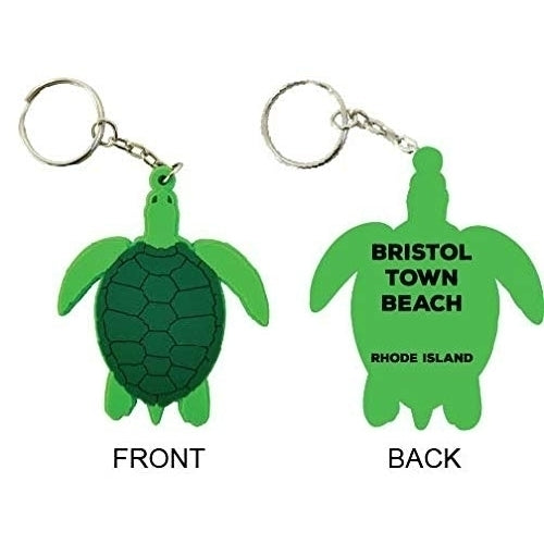 Bristol Town Beach Rhode Island Souvenir Green Turtle Keychain Image 1